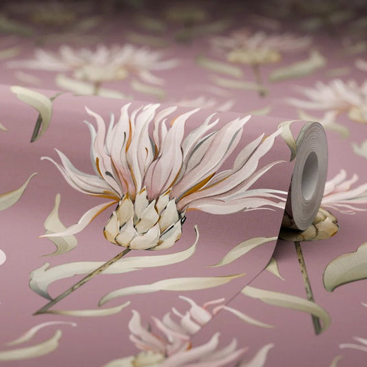 Thistle Royale Wallpaper - French Mauve - LAN100345 - Lucie Annabel - Premier Wallcovering
