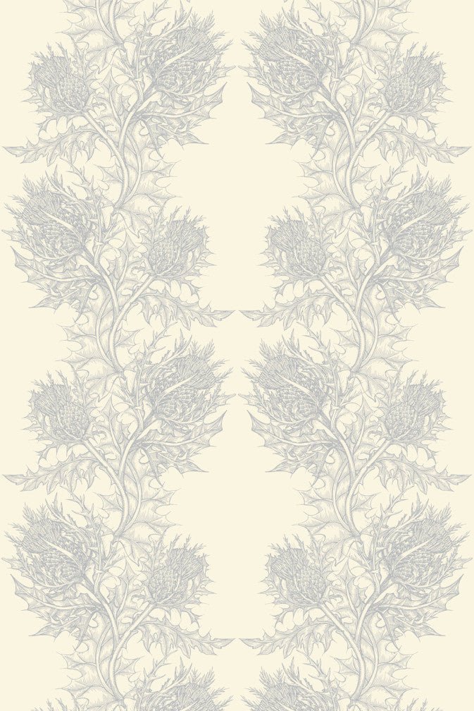 Thistle Superwide Wallpaper - Silver on Ivory - Timorous Beasties - SWP/THL/IVY/02 - Premier Wallcovering