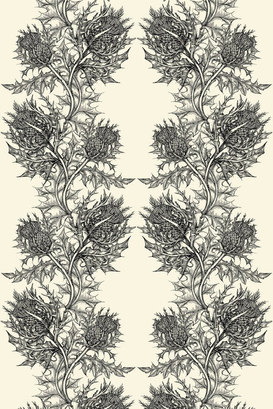 Thistle Superwide Wallpaper - Black on Ivory - Timorous Beasties - SWP/THL/IVY/01 - Premier Wallcovering