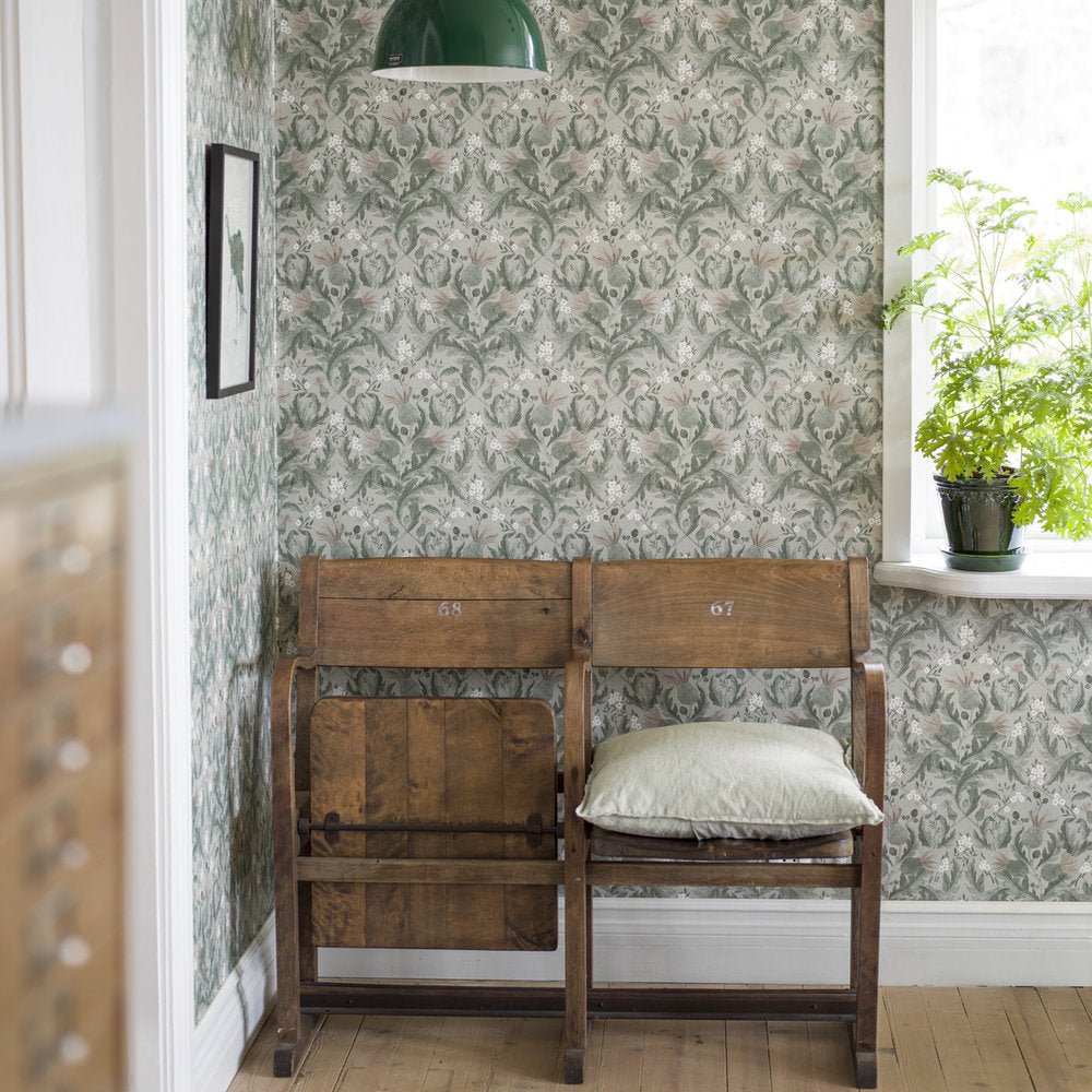 Thistle Wallpaper - Green - Boråstapeter - 7203 - Premier Wallcovering