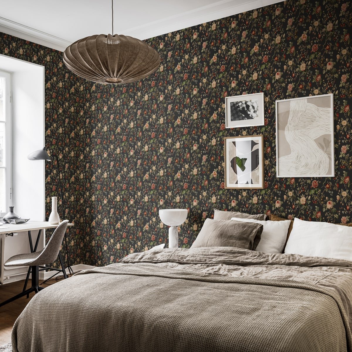 Thorn Rose Petite Wallpaper - Night Light - Rebel Walls - R18528 - Premier Wallcovering