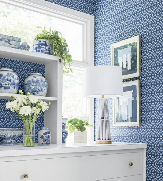 Tiburon Wallpaper - Navy - Thibaut - T13237 - Premier Wallcovering