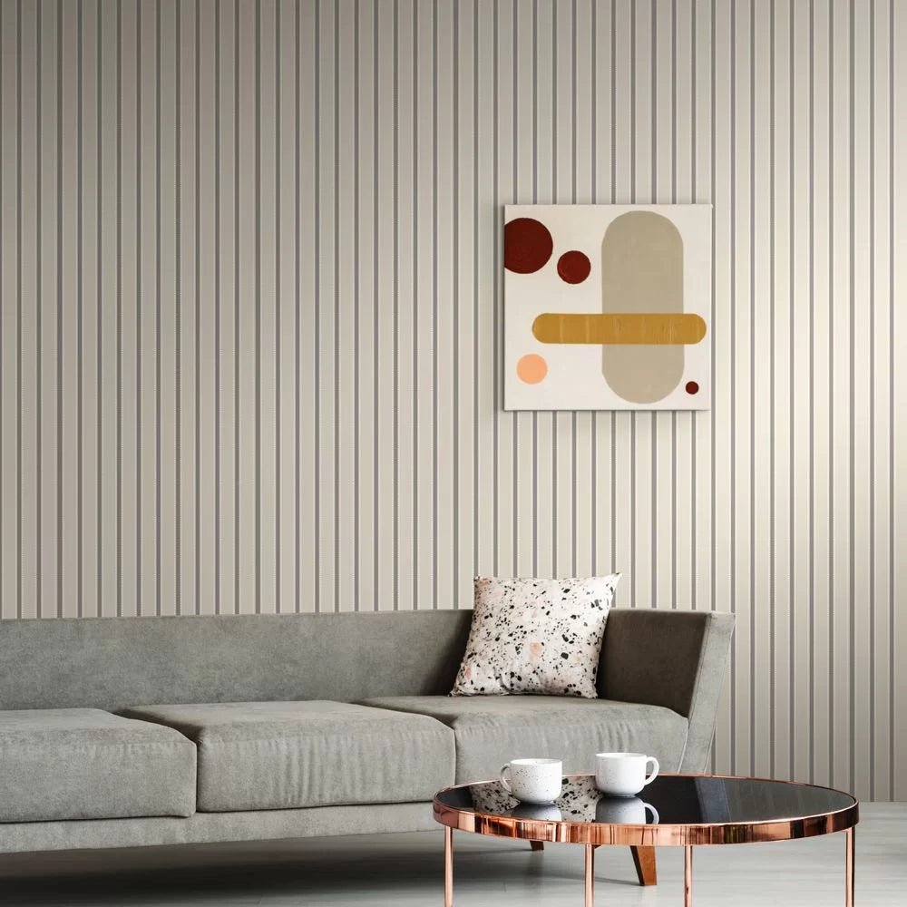 Ticking Stripe Wallpaper - Elephant - Ohpopsi - SIS50116W - Premier Wallcovering