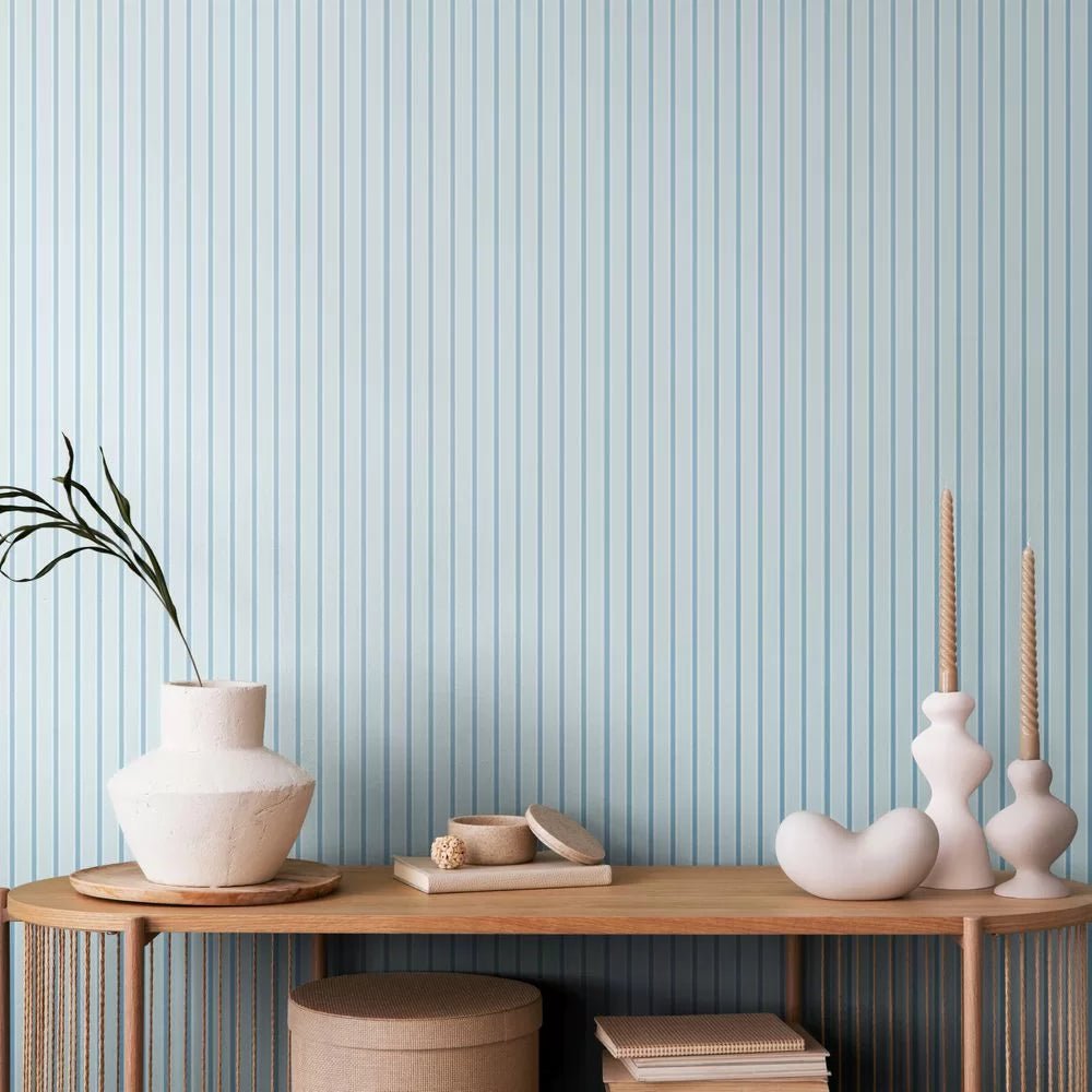 Ticking Stripe Wallpaper - Wedgewood - Ohpopsi - SIS50117W - Premier Wallcovering
