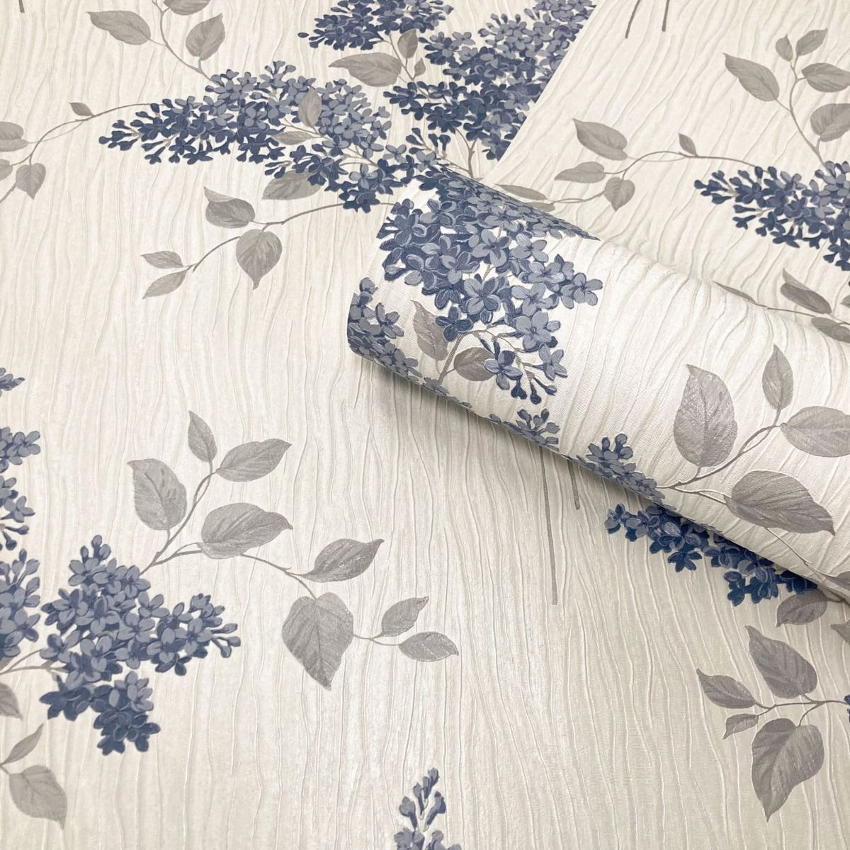 Tiffany Fiore Textured Vinyl Wallpaper - Navy - Belgravia - 41339 - Premier Wallcovering