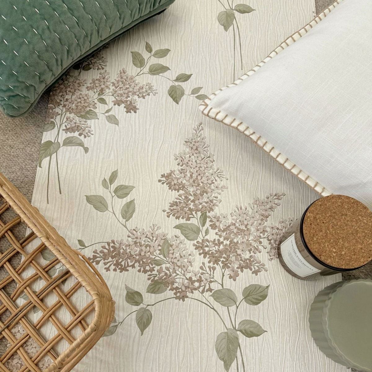Tiffany Fiore Textured Vinyl Wallpaper - Sage - Belgravia - 41340 - Premier Wallcovering