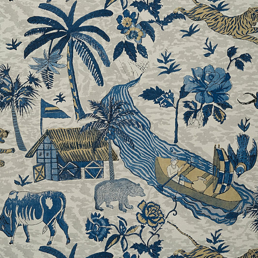 Tiger Reserve Wallpaper - Navy - Thibaut - T10230 - Premier Wallcovering