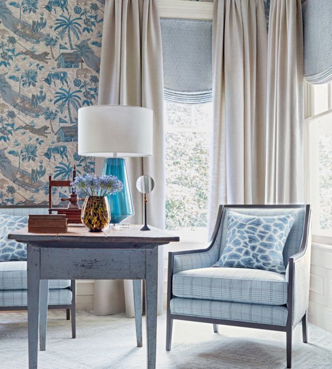 Tiger Reserve Wallpaper - Navy - Thibaut - T10230 - Premier Wallcovering