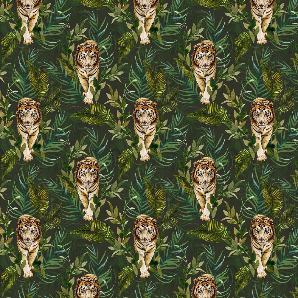Tiger Tiger Wallpaper - Green - The Graduate Collection - EG1TIGWALG - Premier Wallcovering