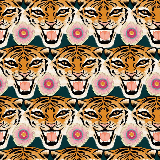 Tigerlily Wallpaper - Emerald Green, Pink & Orange - Lust Home - LH900170 - Premier Wallcovering