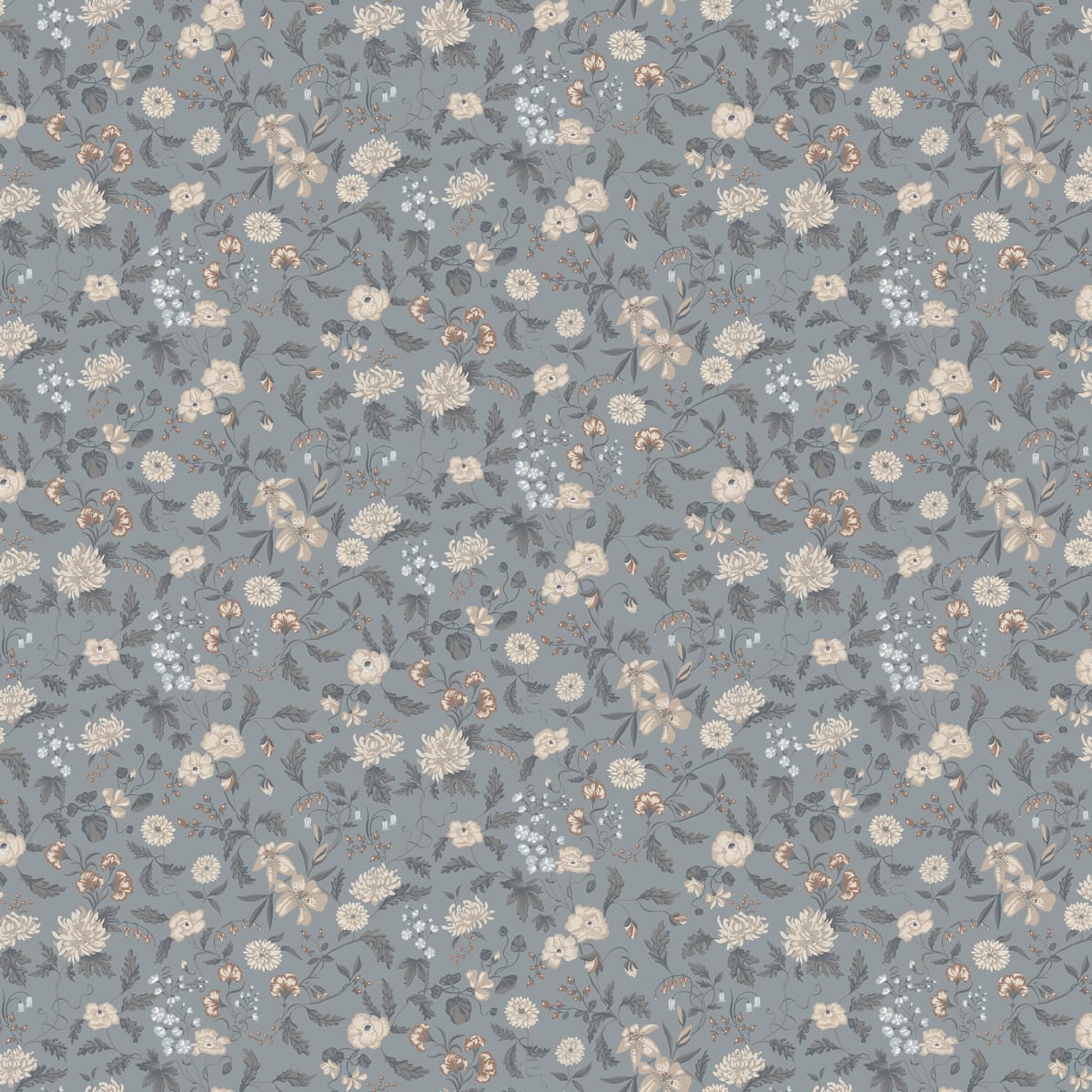 Till Karin Wallpaper - Folklore Blue - Sandberg - S10165 - Premier Wallcovering
