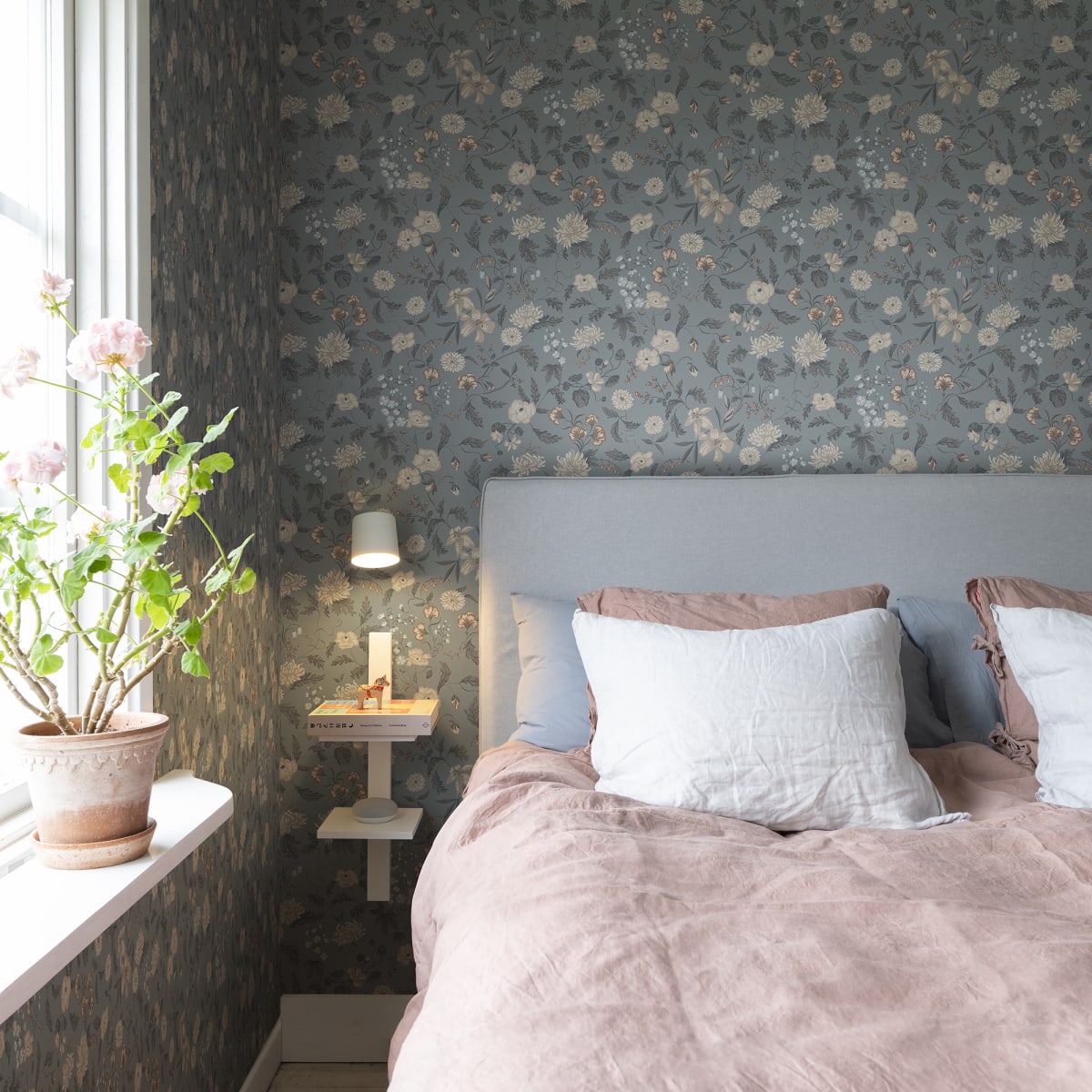 Till Karin Wallpaper - Folklore Blue - Sandberg - S10165 - Premier Wallcovering