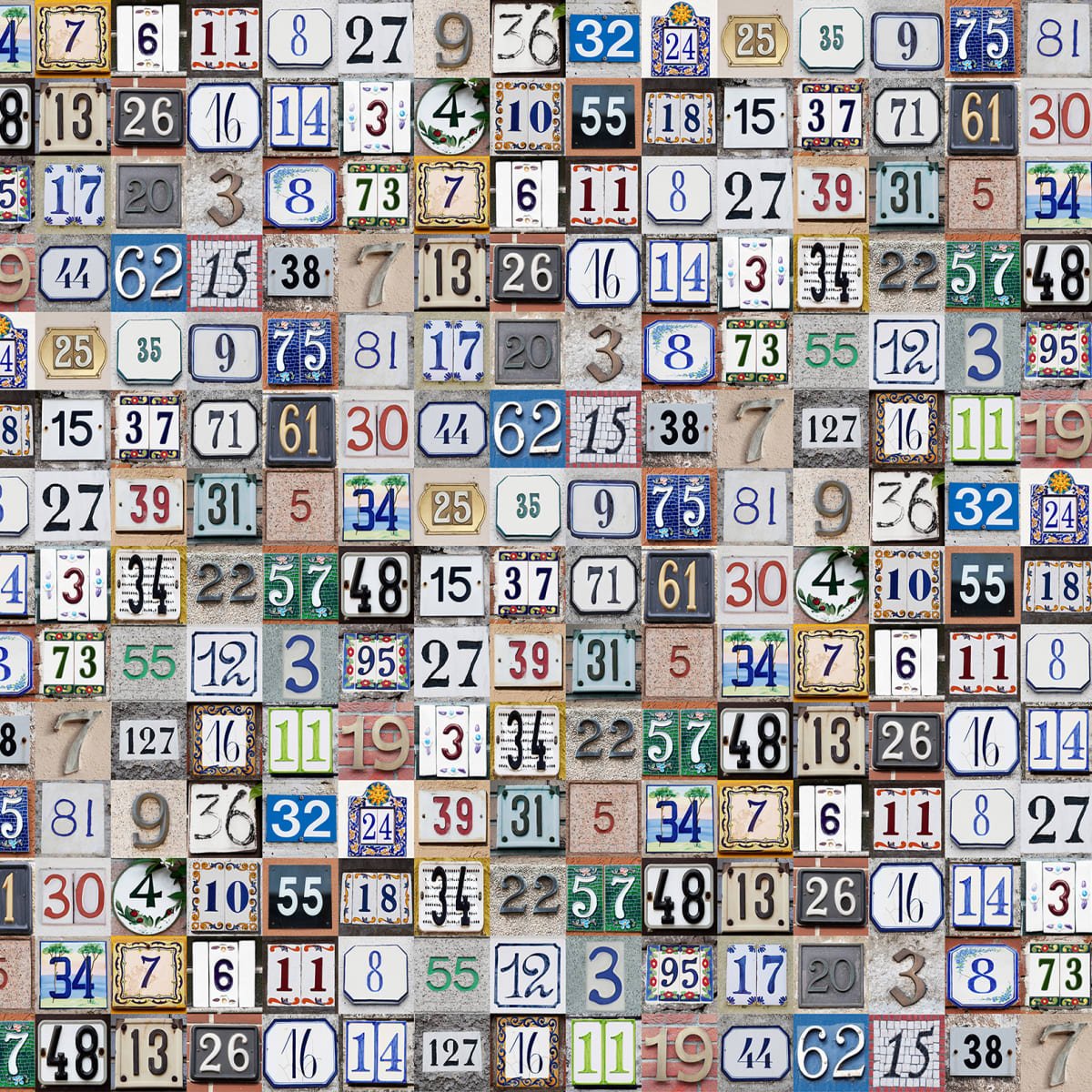 Tiny House Numbers Wallpaper - Multi - Rebel Walls - R18522 - Premier Wallcovering