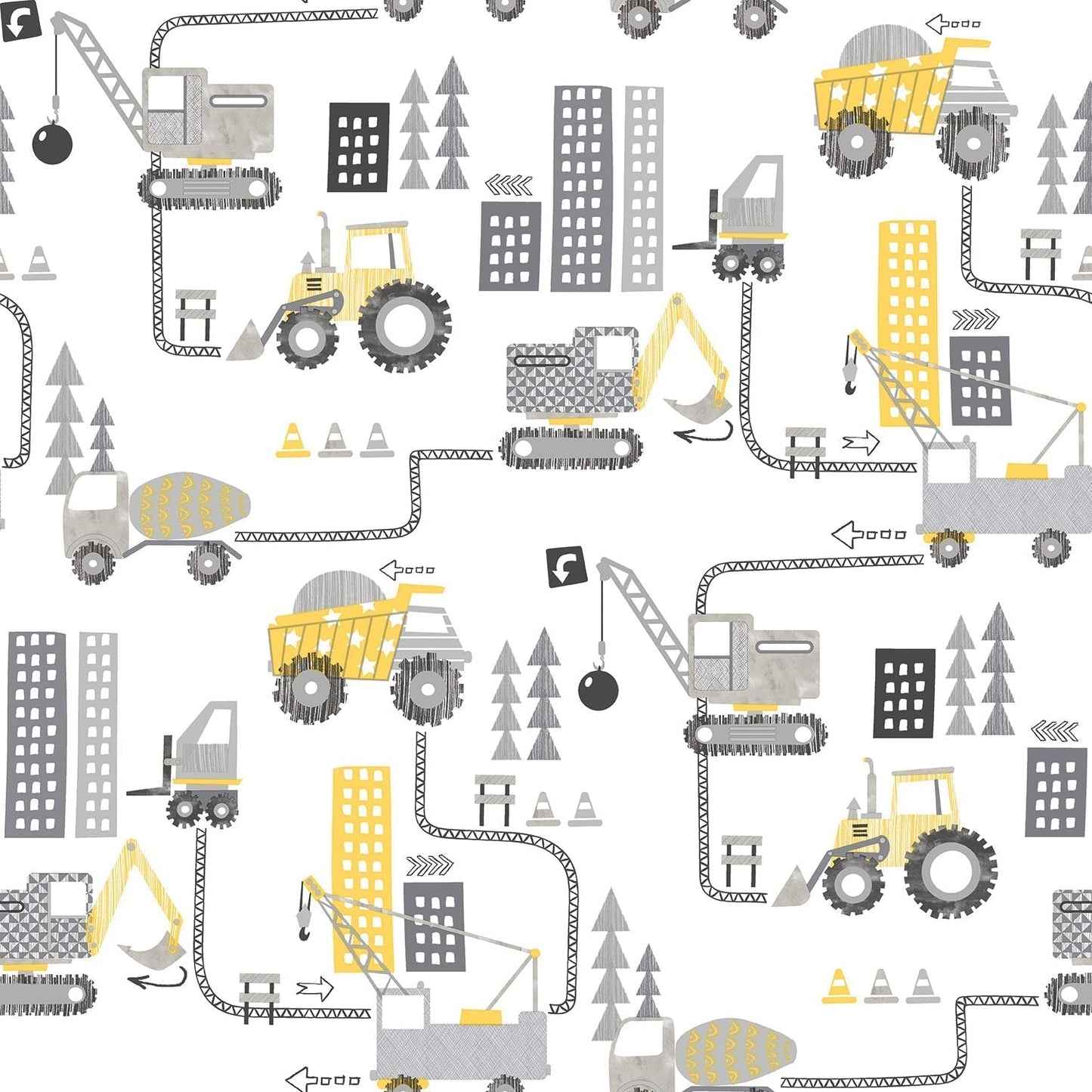 Tiny Tots 2 Construction Wallpaper - Yellow / Greige - Galerie - G78362 - Premier Wallcovering