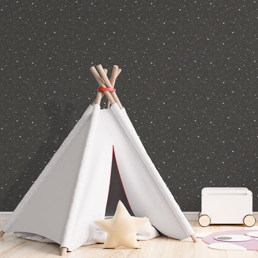 Tiny Tots 2 Space Sidewall Wallpaper - Black / Glitter - Galerie - G78407 - Premier Wallcovering