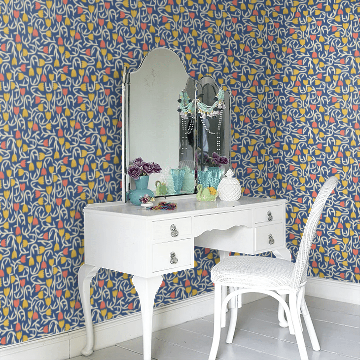 Tiny Tulip Wallpaper - Indigo Mix - Ohpopsi - GHS50137W - Premier Wallcovering