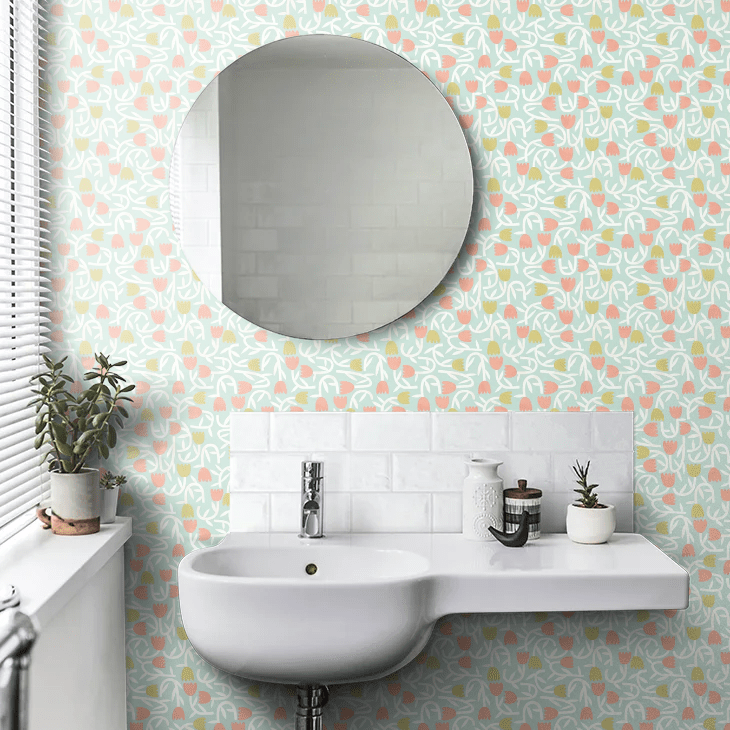 Tiny Tulip Wallpaper - Duckegg Mix - Ohpopsi - GHS50134W - Premier Wallcovering