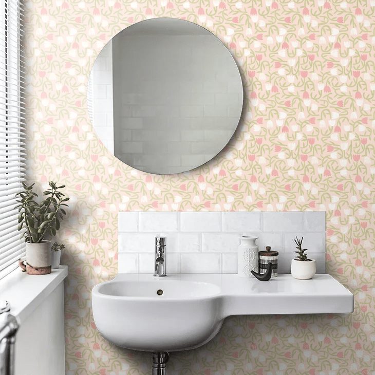 Tiny Tulip Wallpaper - Blush - Ohpopsi - GHS50133W - Premier Wallcovering