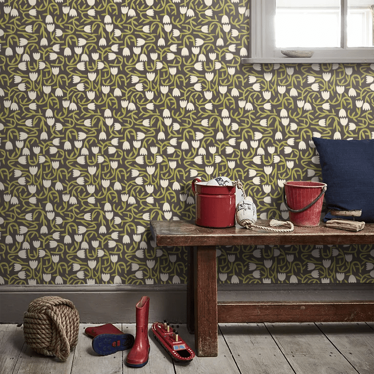 Tiny Tulip Wallpaper - Midnight - Ohpopsi - GHS50140W - Premier Wallcovering