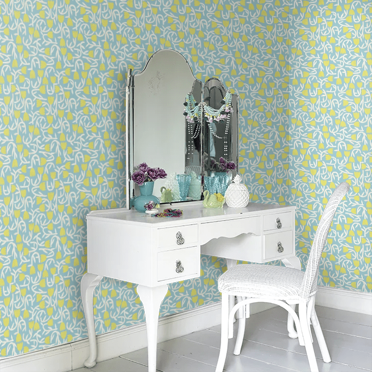 Tiny Tulip Wallpaper - Lime & Sky - Ohpopsi - GHS50135W - Premier Wallcovering