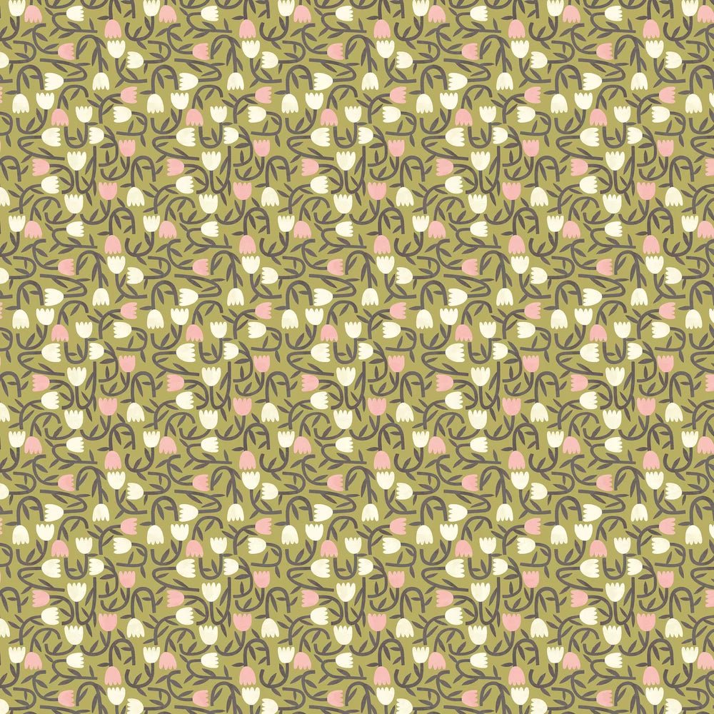 Tiny Tulip Wallpaper - Olive Mix - Ohpopsi - GHS50139W - Premier Wallcovering