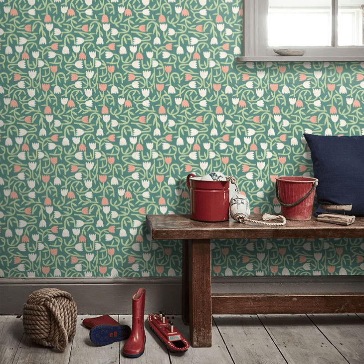 Tiny Tulip Wallpaper - Forest - Ohpopsi - GHS50138W - Premier Wallcovering