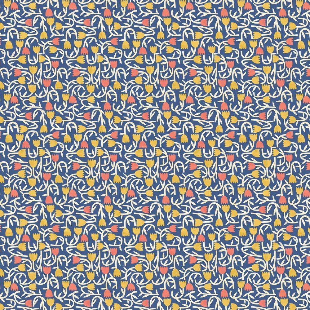 Tiny Tulip Wallpaper - Indigo Mix - Ohpopsi - GHS50137W - Premier Wallcovering