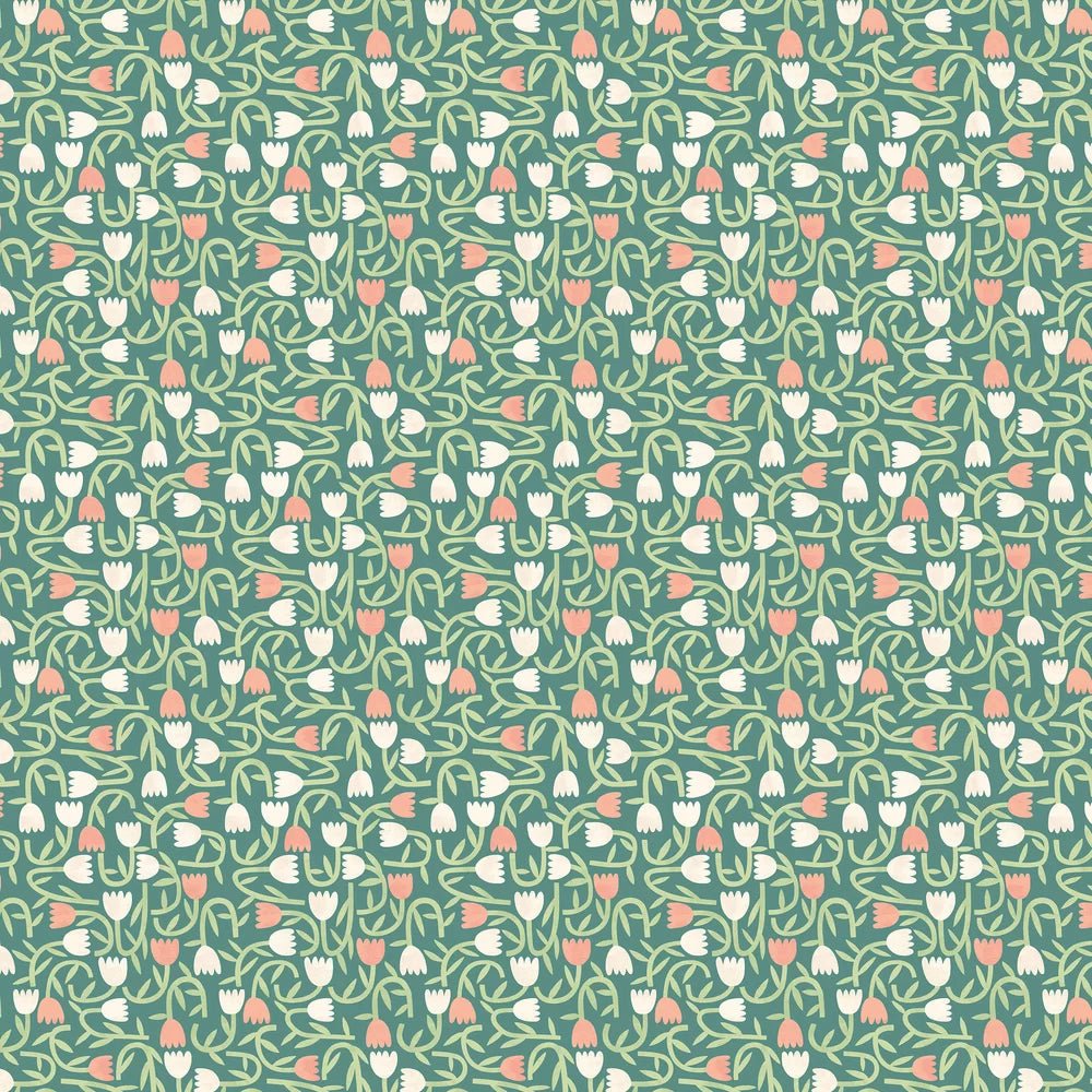 Tiny Tulip Wallpaper - Forest - Ohpopsi - GHS50138W - Premier Wallcovering
