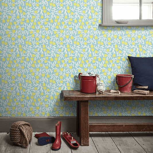 Tiny Tulip Wallpaper - Lime & Sky - Ohpopsi - GHS50135W - Premier Wallcovering