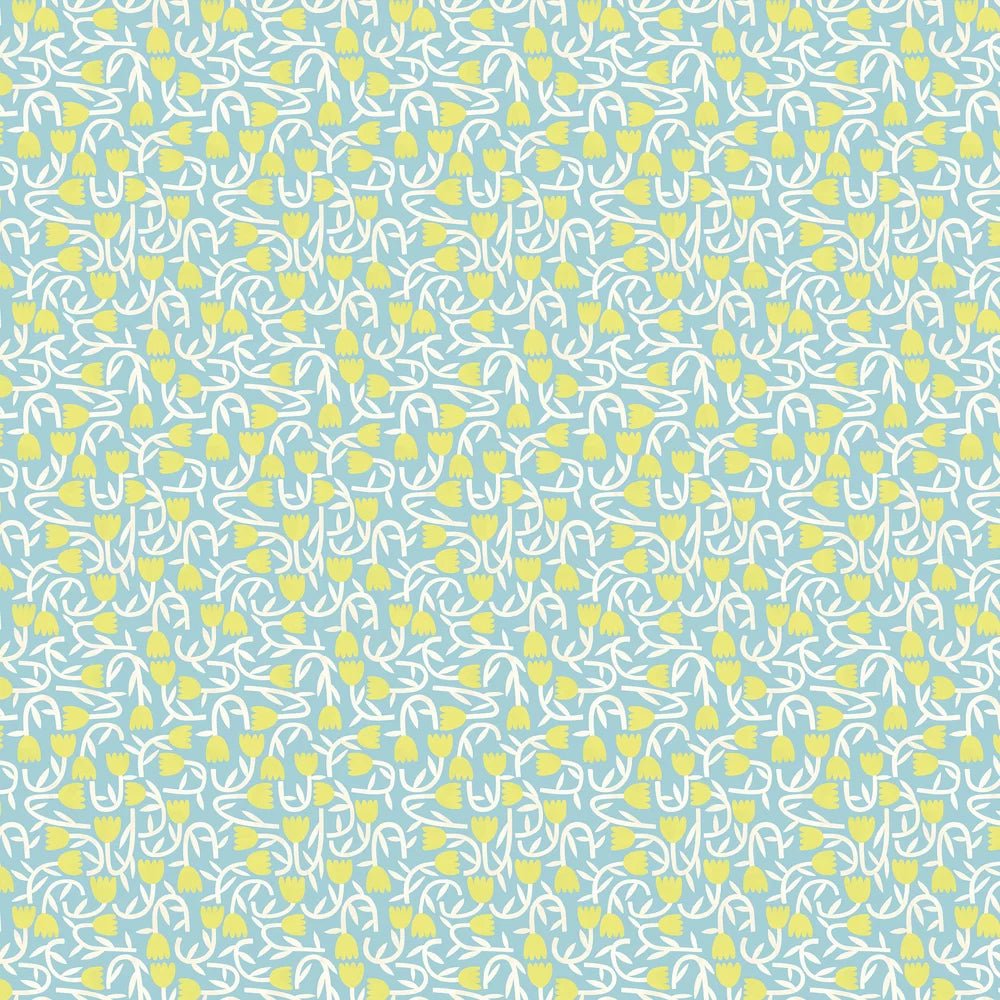Tiny Tulip Wallpaper - Lime & Sky - Ohpopsi - GHS50135W - Premier Wallcovering