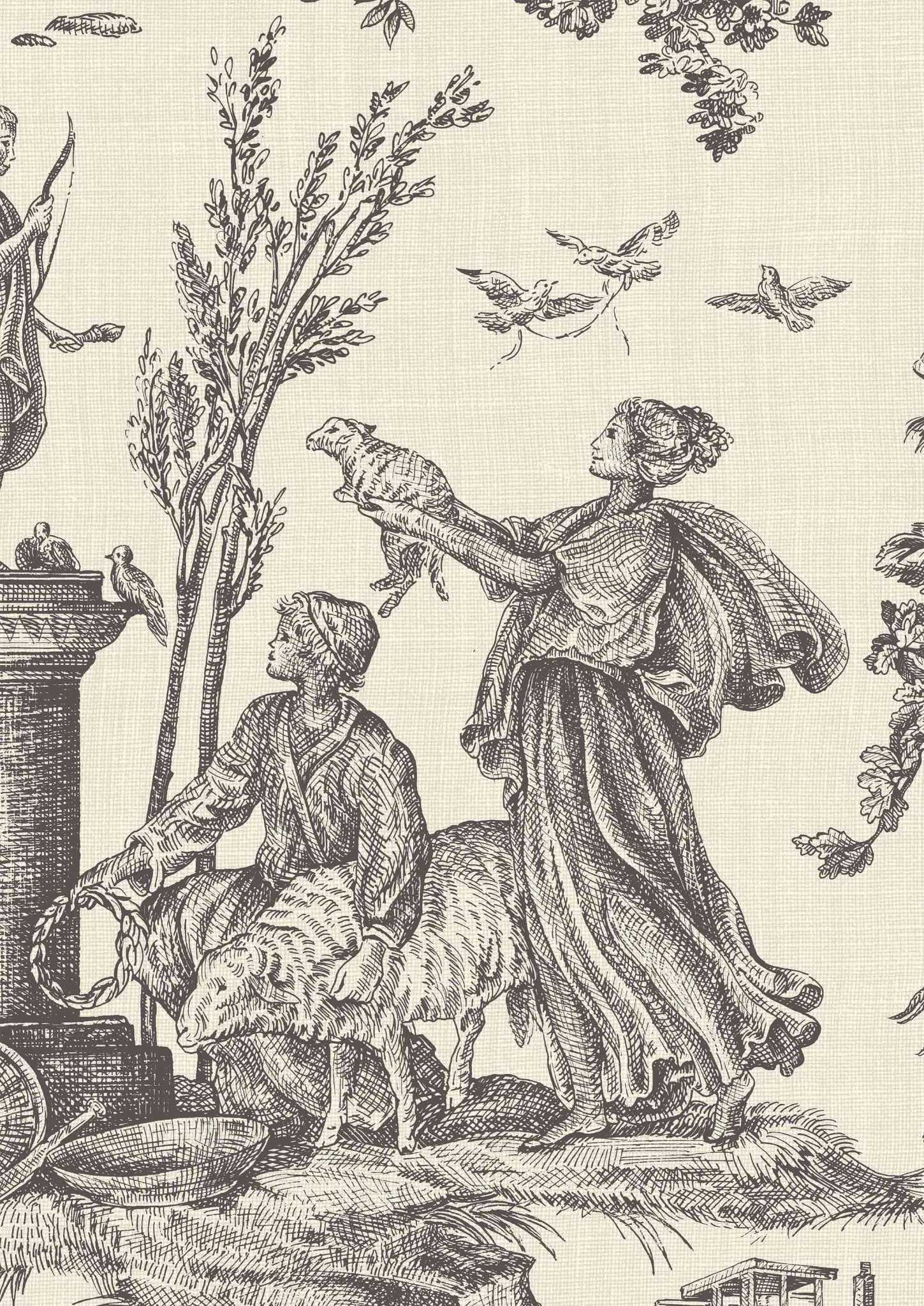 Toile Baptiste Wallpaper - Douce Noir - Lewis & Wood - Premier Wallcovering