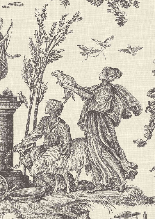 Toile Baptiste Wallpaper - Douce Noir - Lewis & Wood - Premier Wallcovering