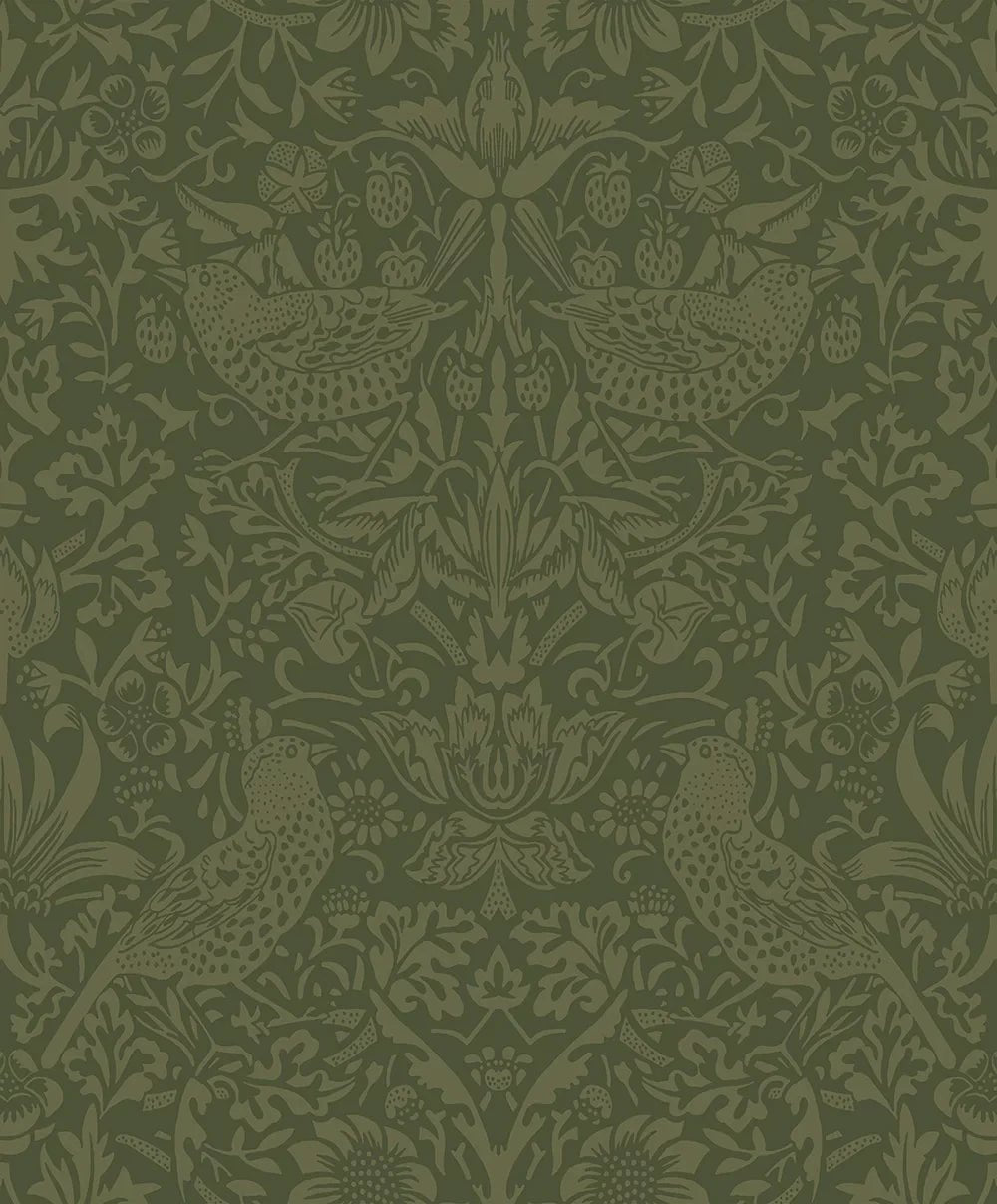 Tonal Bird Garden Wallpaper - Moss Green - NextWall - NW54404 - Premier Wallcovering