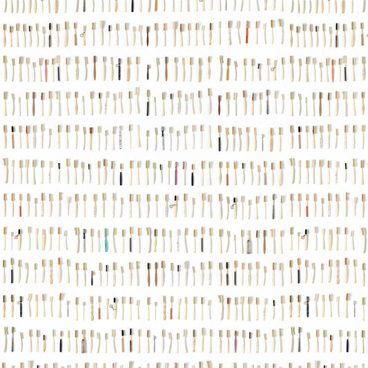 Toothbrushes Small Wallpaper - White - NLXL - DRO - 03 - Premier Wallcovering