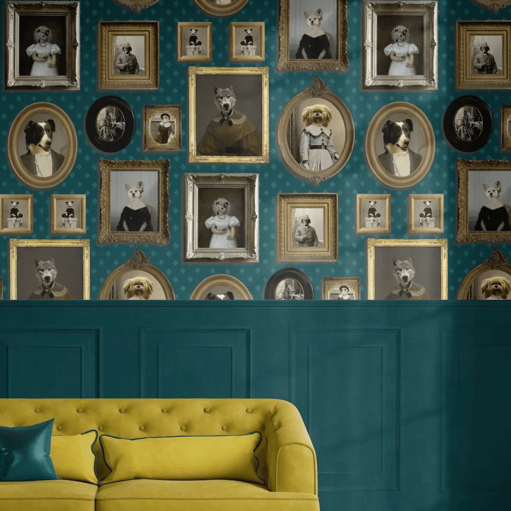 Top Dog Wallpaper - Green - The Graduate Collection - CC1TDOGGREEN - Premier Wallcovering