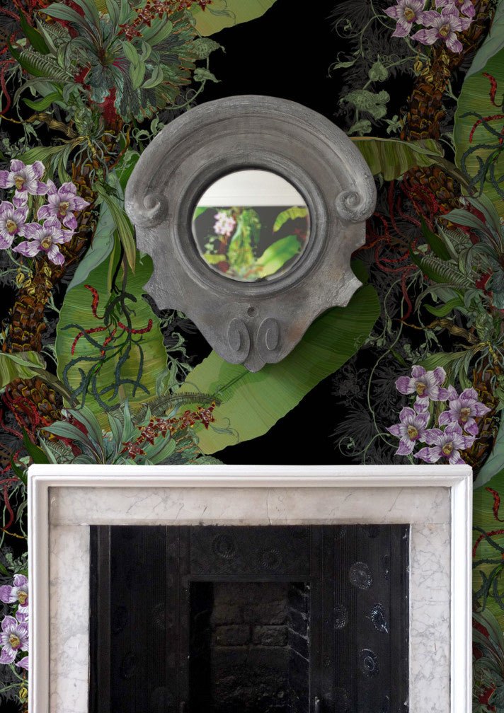 Topical Tropical Superwide Wallpaper - Black - Timorous Beasties - DWN/TOPT/OBRN/03 - Premier Wallcovering