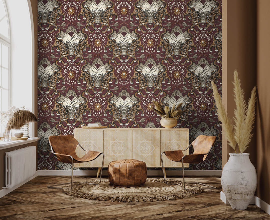 Tora Wallpaper - Maroon - Holden Décor - 65913 - Premier Wallcovering