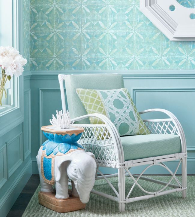 Tortuga Batik Wallpaper - Light Blue - Thibaut - T15842 - Premier Wallcovering