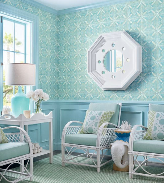 Tortuga Batik Wallpaper - Light Blue - Thibaut - T15842 - Premier Wallcovering