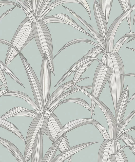 Tossed Cradle Plant Wallpaper - Blue Mist - NextWall - NW51702 - Premier Wallcovering