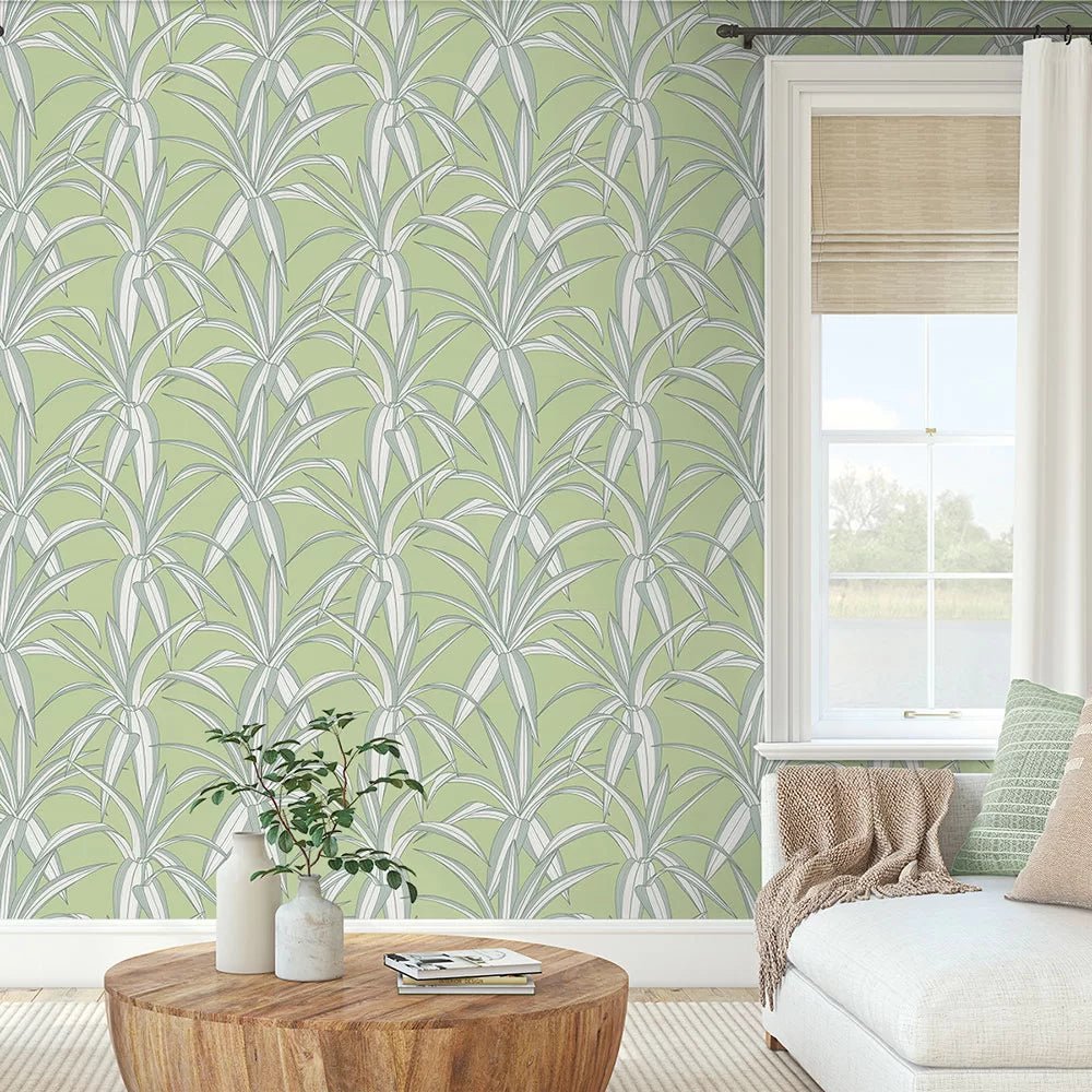 Tossed Cradle Plant Wallpaper - Spring Green - NextWall - NW51704 - Premier Wallcovering