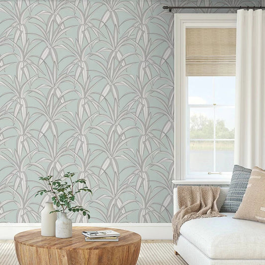 Tossed Cradle Plant Wallpaper - Blue Mist - NextWall - NW51702 - Premier Wallcovering