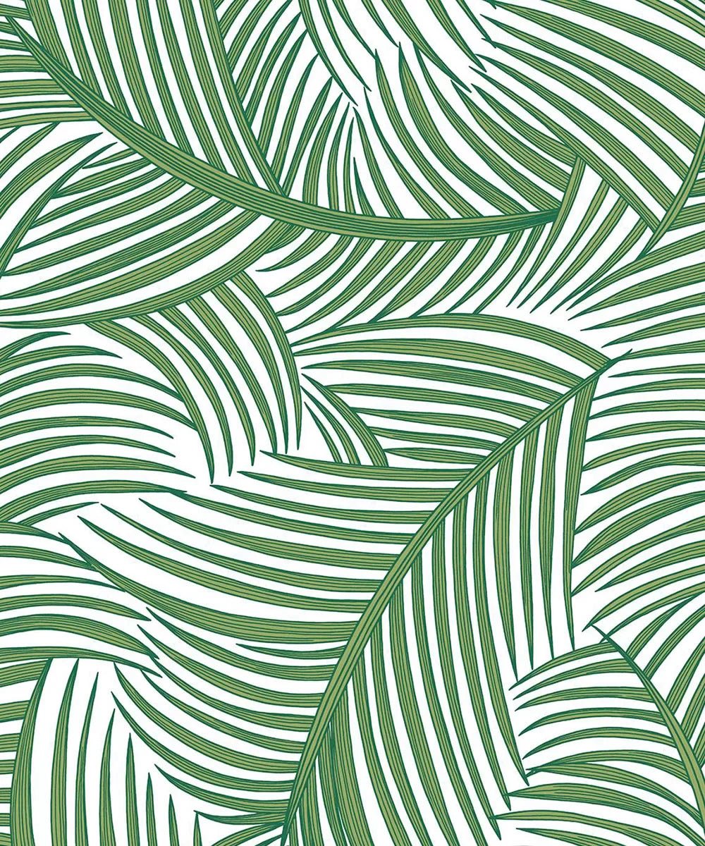 Tossed Palm Fronds Wallpaper - Greenery - NextWall - NW51904 - Premier Wallcovering