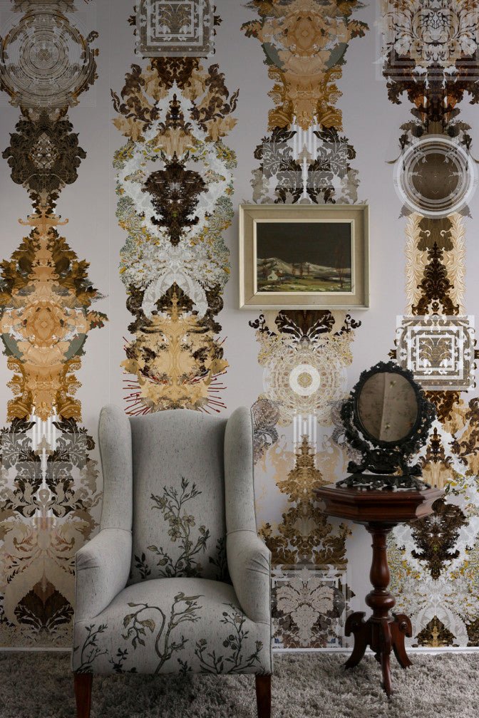 Totem Damask Wallpaper - Moine Brown - Timorous Beasties - ROR/TTD/MATT/03 - Premier Wallcovering