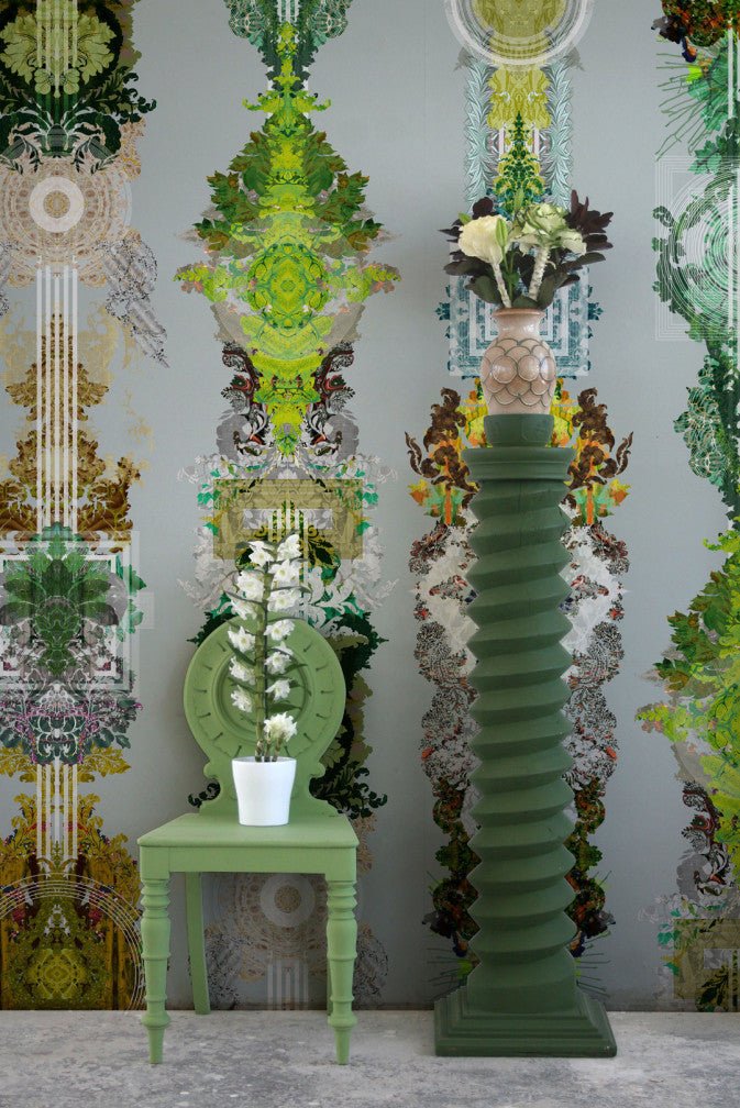 Totem Damask Wallpaper - Irish Lichen - Timorous Beasties - ROR/TTD/MATT/04 - Premier Wallcovering