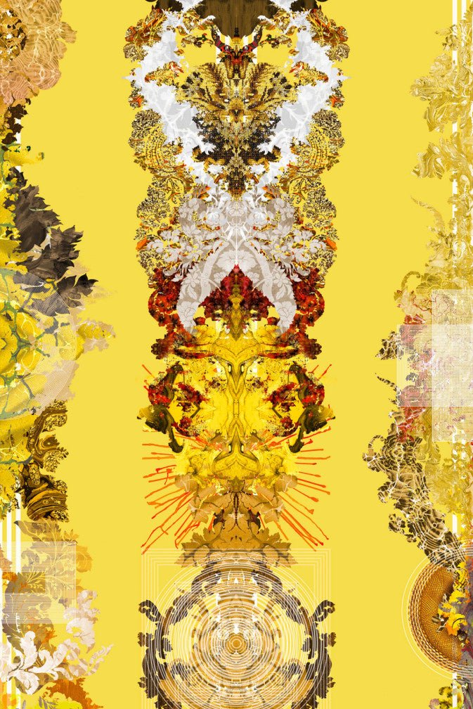 Totem Damask Wallpaper - Sunflower Yellow - Timorous Beasties - ROR/TTD/MATT/08 - Premier Wallcovering