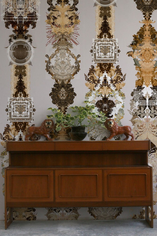 Totem Damask Wallpaper - Moine Brown - Timorous Beasties - ROR/TTD/MATT/03 - Premier Wallcovering