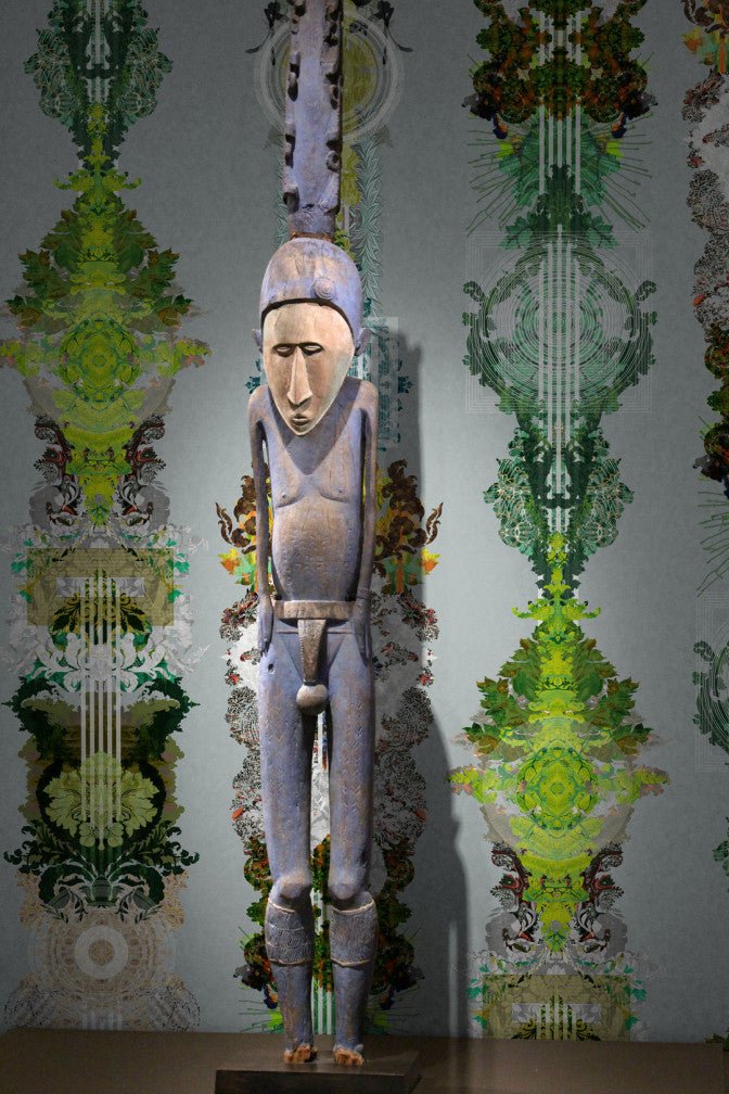 Totem Damask Wallpaper - Irish Lichen - Timorous Beasties - ROR/TTD/MATT/04 - Premier Wallcovering