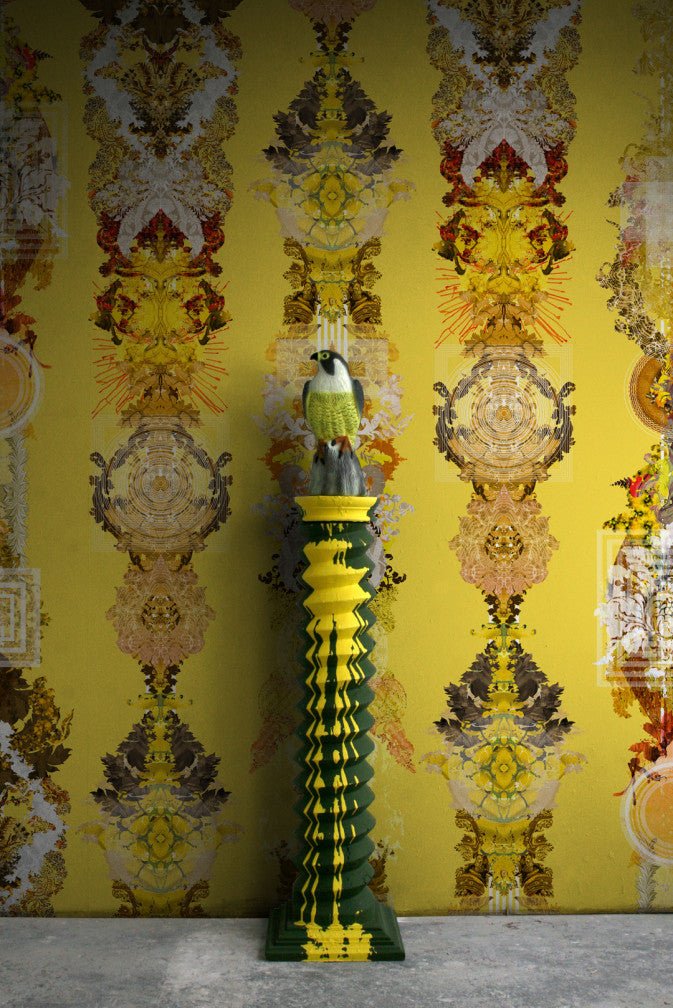Totem Damask Wallpaper - Sunflower Yellow - Timorous Beasties - ROR/TTD/MATT/08 - Premier Wallcovering