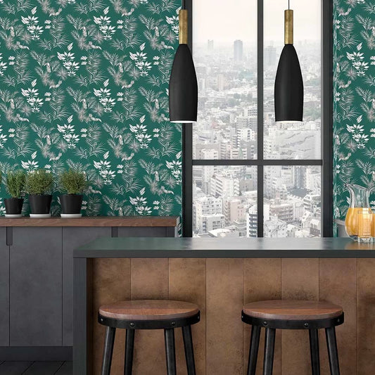 Toucan Wallpaper - Rainforest Green - Ohpopsi - WLD53111W - Premier Wallcovering